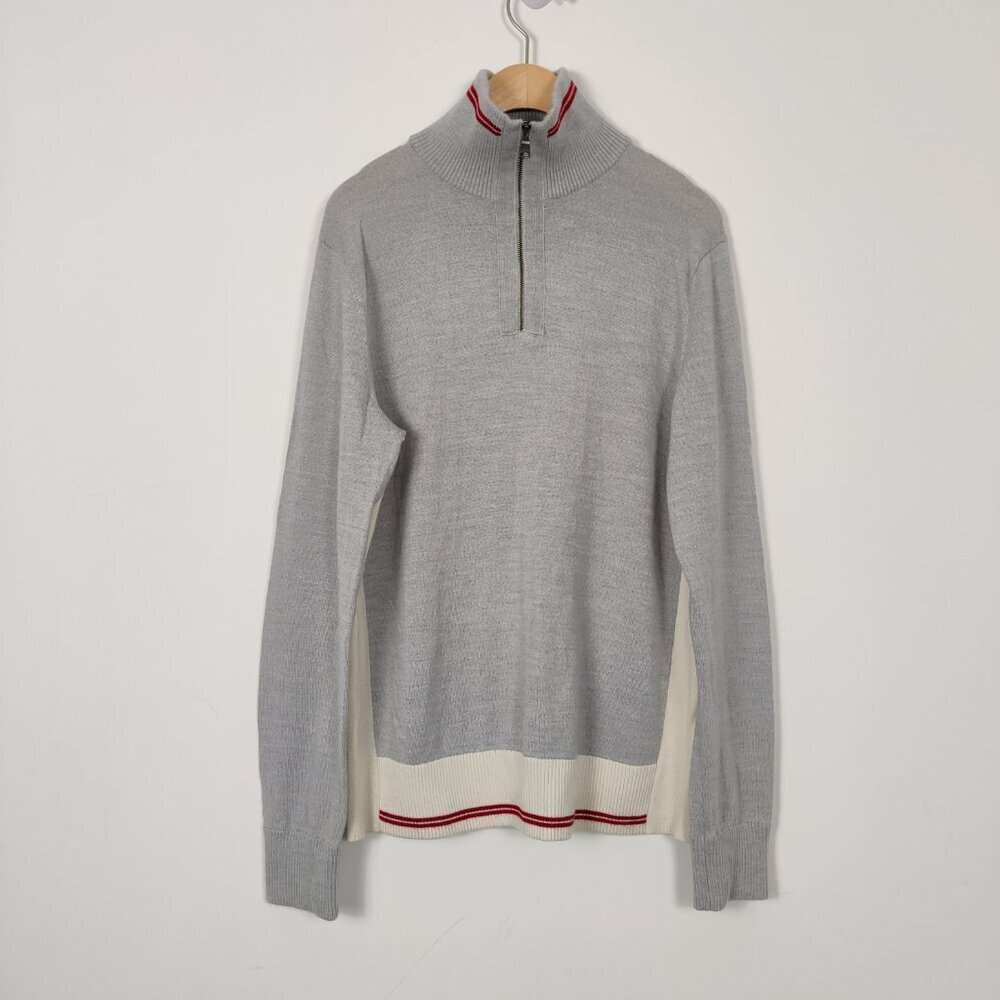 Banana Republic Men's Wool Sweater Size Medium Silver Color Block Fall Academia